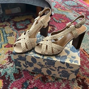 Worn once! Beautiful Sézane braided rafia high heeled sandals!